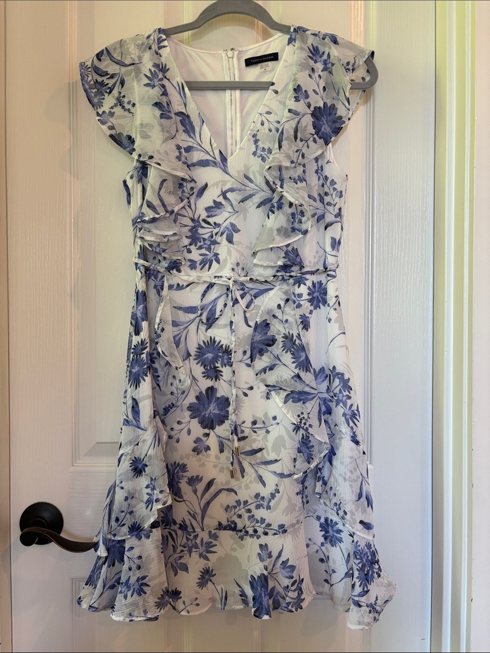 Tommy Hilfiger Blue Floral Ruffle Midi Dress
